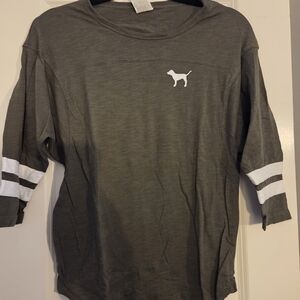 Victoria's Secret Olive Green & White Long Sleeve Tee